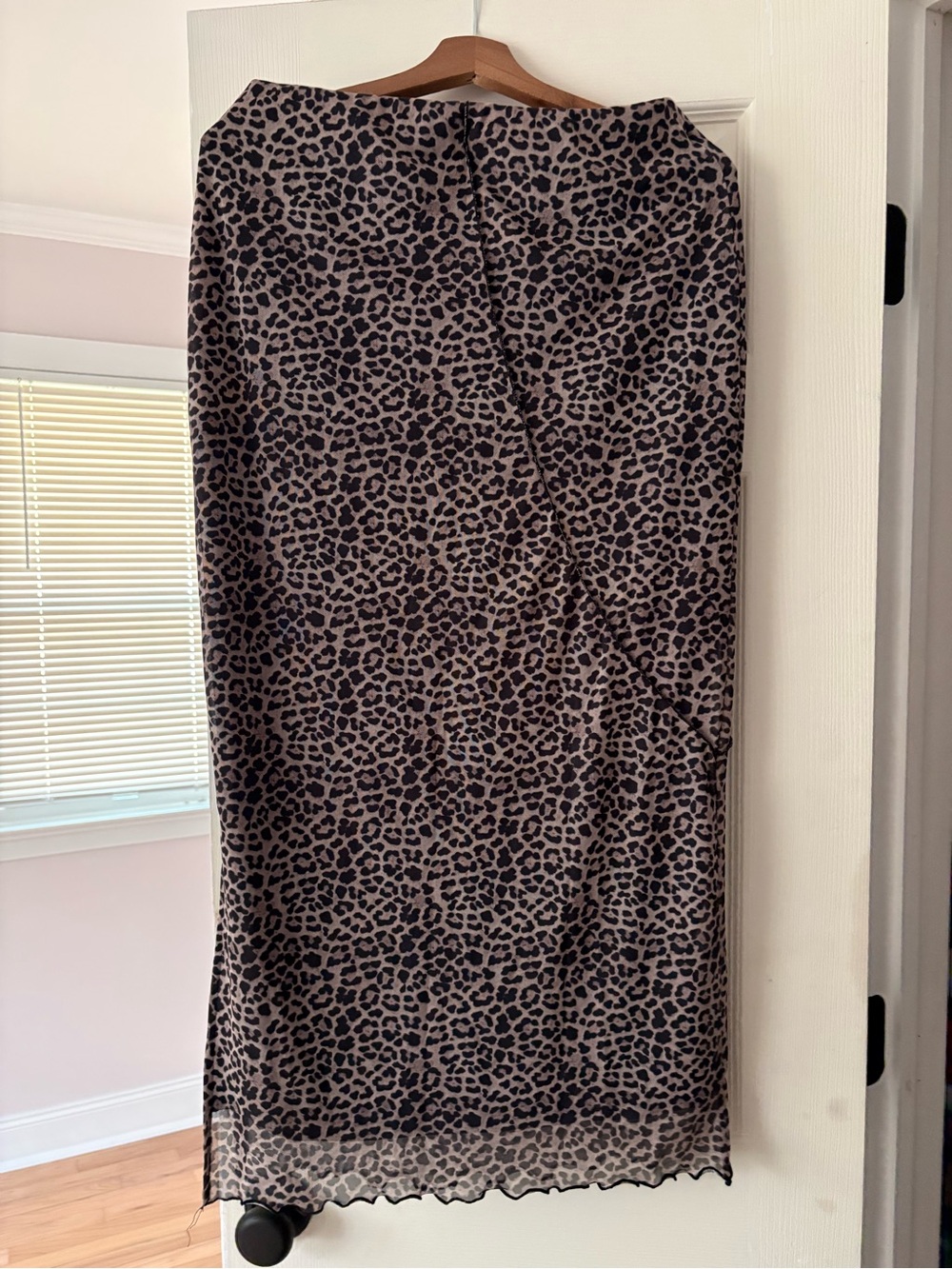 Noisy May Taupe and Black Leopard Pencil Skirt